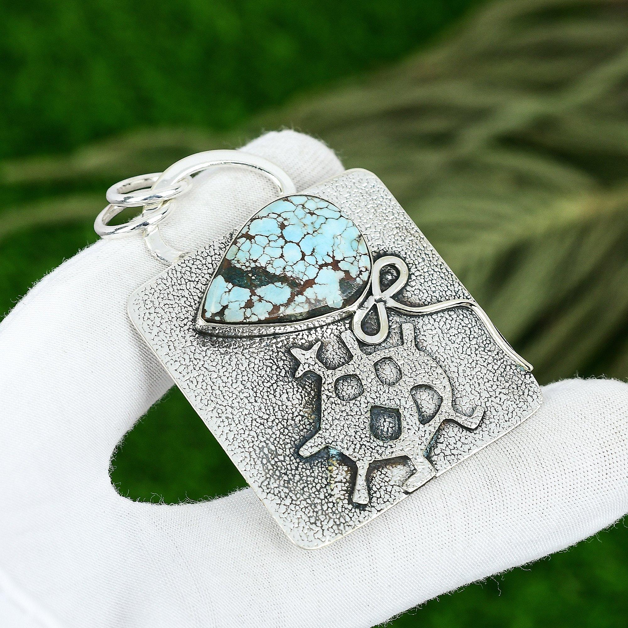 

Распродажа ко Дню сестер Подвеска ручной работы из стерлингового серебра с тибетской бирюзой