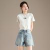 RAIN.CUN Women's Embroidered Slim-Fit T-Shirt
