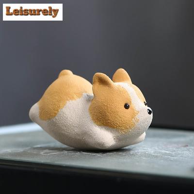 Yixing Purple Clay Cute Fortune Zodiac Dog Tea Pet Vintage Fish Tank Landscaping Tea Figurine Play Toys Tea Statue Ornaments