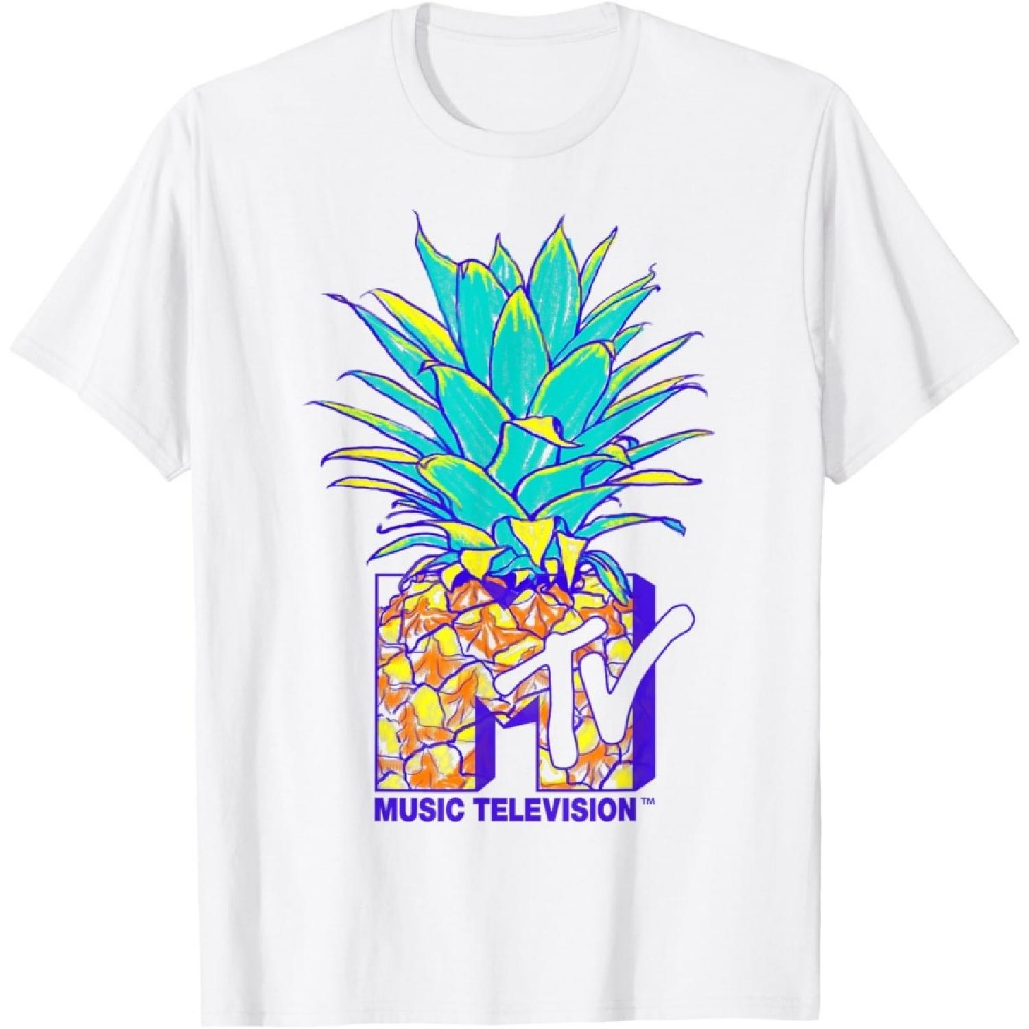 MTV Pineapple Colorful Logo Music Television Graphic T-Shirt T-Shirt S
