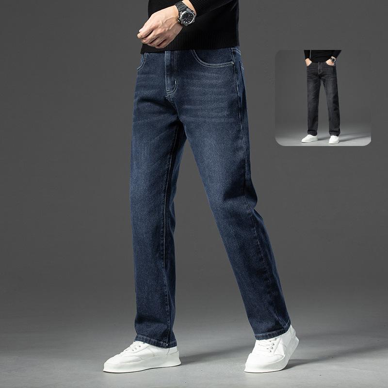 

Модные повседневные мужские джинсы, свободные удобные прямые брюки, молодежные осенние новые эластичные мужские брюки для работы на рабочем месте 29