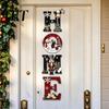 Christmas Wall Decorations 4Pcs HOME Wooden Letter Decor, Hanging Sign with Nutcracker Snowman Waterproof Porch Ornaments Tree Art, Farmhouse Holiday