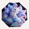 1pc White Nine Tailed Fox Automatic Opening and Closing Umbrella - Suitable for Various Occasions, Outdoor Activities, Lightweight and Durab