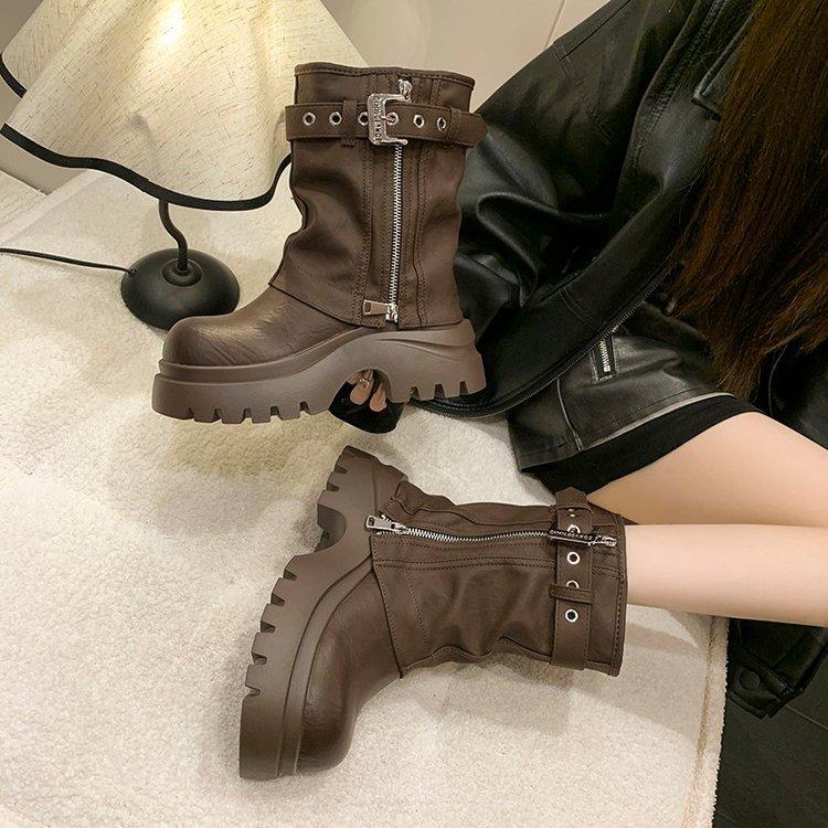 Short Trouser Boots Martin Boots Women's 2025 Autumn and Winter New Fashionable Versatile Thick-soled Explosive Boots Retro Short Boots
