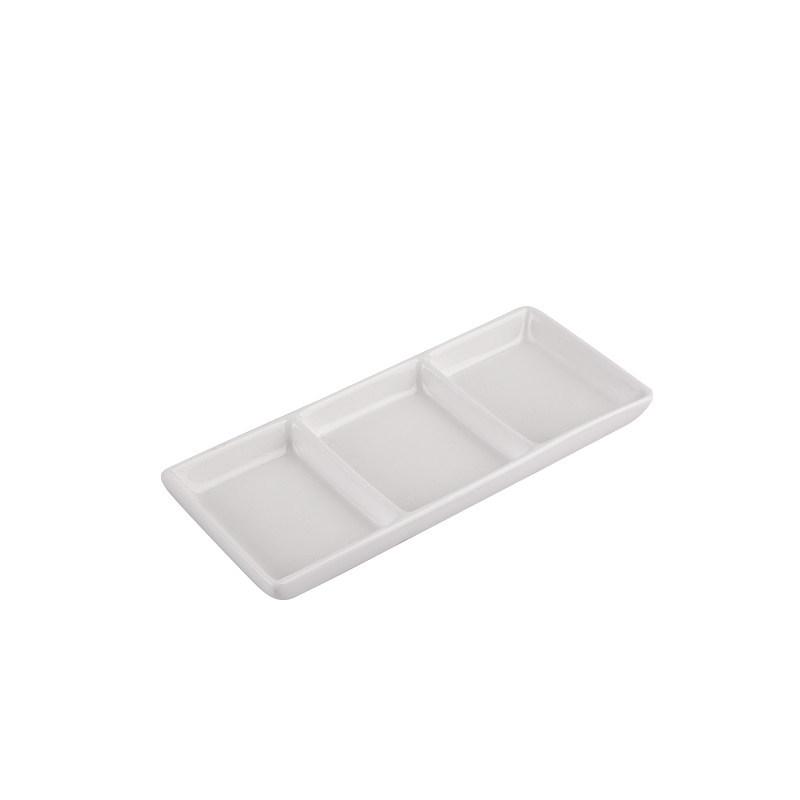 Elegant White Ceramic Multi-Compartment Sauce & Snack Dish