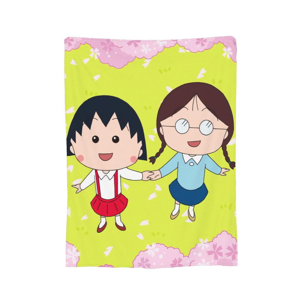 Anime Chibi Maruko Chan Blankets Flannel Spring Autumn Breathable Lightweight Throw Blankets for Sofa Travel Bedspreads