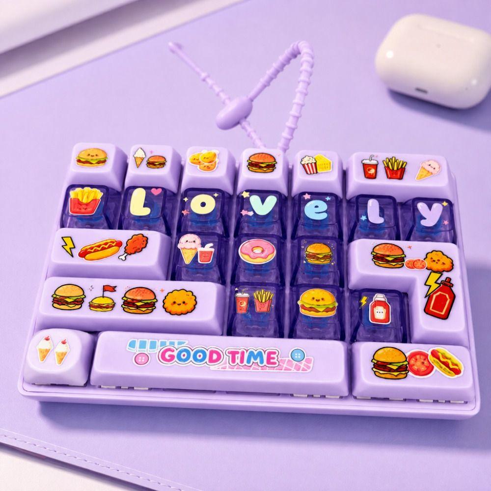 Cute Design Mini Keyboard Pendant Transparent Dual-Tone Keyboard Keychain Desktop Decoration