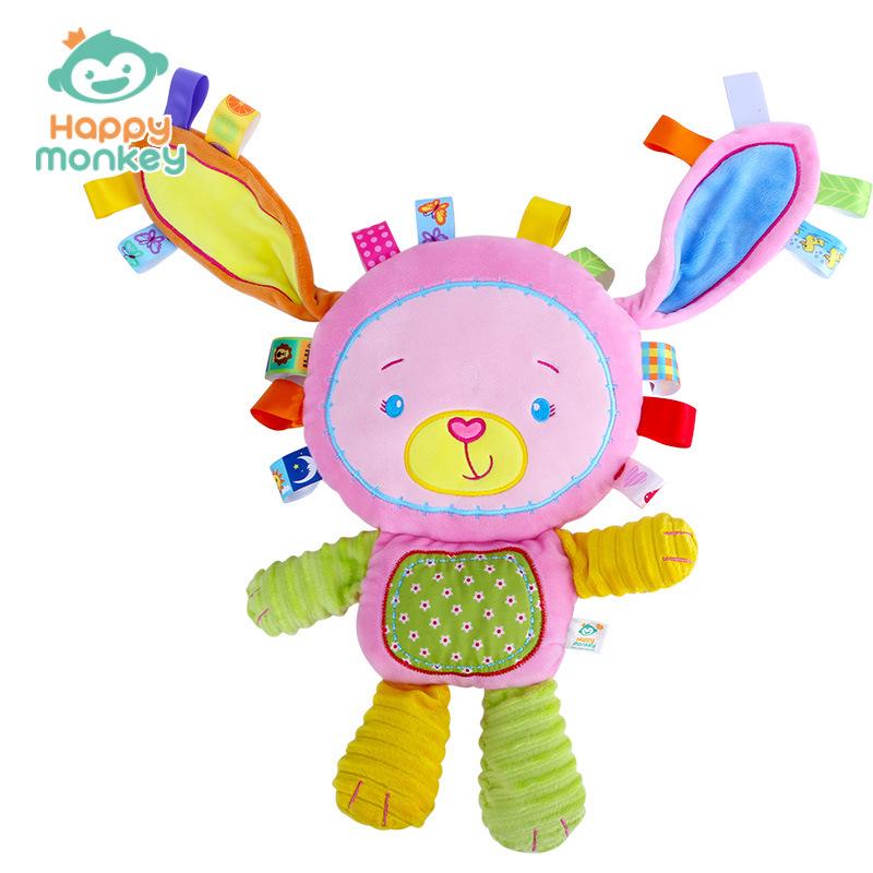 Happy Monkey Baby Plush Rattle - Soft Soothing Toy for Newborns