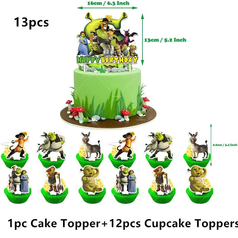 Monster Shrek Birthday Party Decoration Prince Donkey Green Princess Balloons Cup Plate For Kids Baby Shower Party Favor Gifts