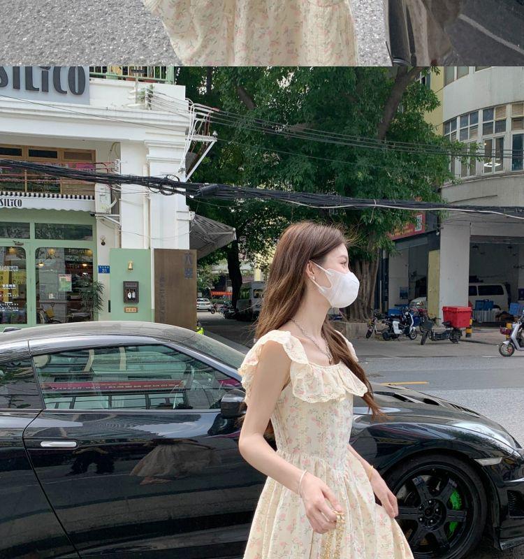 Women's Summer 2024 Embroidered Ruffle Waist-Hugging Petite Dress