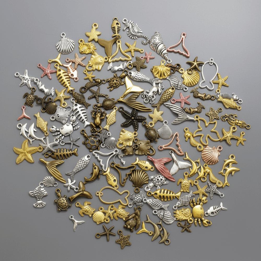 Metal Scallop Ocean Life Pendants for DIY Mixed 20g / 100g DIY Jewelry Accessories  Bracelet