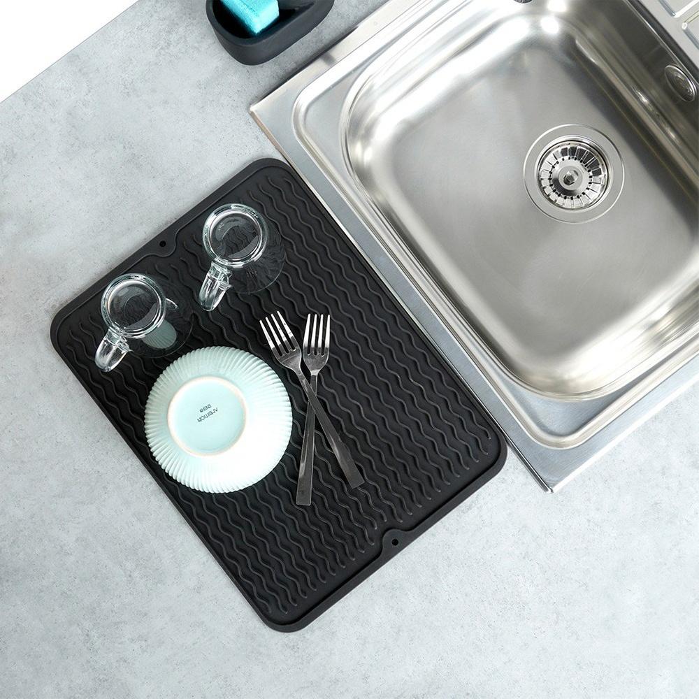 Dish Drying Mat Kitchen Rack Drainer Pots and Cups