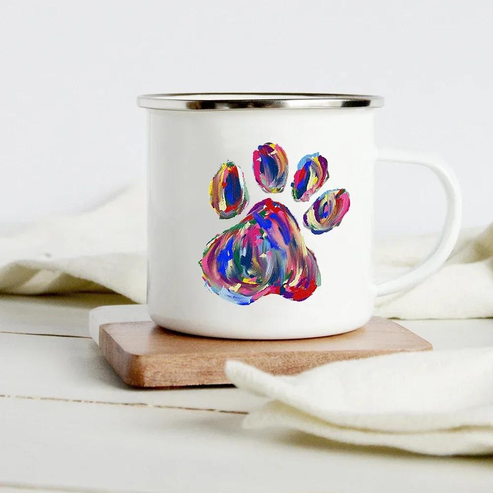 Lustiger Dackel-Druck Kreative Emaille-Tasse Kaffee-Weintassen Cartoon-Hunde Pfote Party-Getränk Bier Saft Milch Tassen Geschenke für Liebhaber Hund
