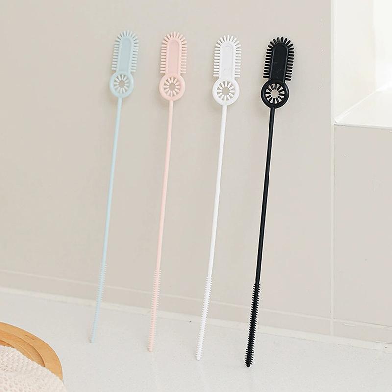 

2 шт. Щітка для миття пляшок Дитяча силіконова з довгою ручкою Щітки для миття М яке волосся Соломки Спіральний Кухонний інструмент для чищення рожевий