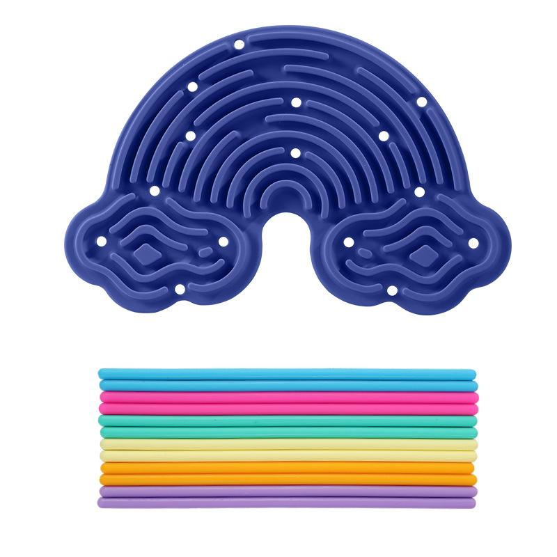 Creative Rainbow Clouds Silicone Sensory Activity Board, Color Training Toy, Double Side Busy Board, Fine Motor Skills&Fun Play