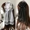 Lolita Gothic Headdress Lace Veil Headwear Rose Side Clip Barrette Halloween Cosplay Accessories Party Headpiece