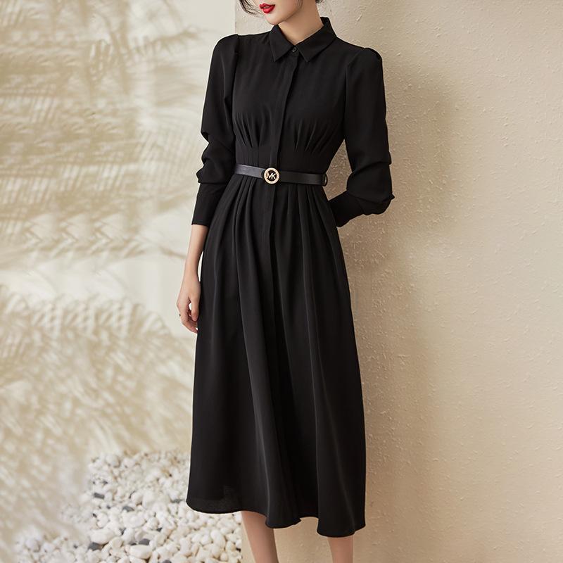 

2227707 - Поднимите свой стиль: Темпераментное яблочно-зеленое платье-рубашка с драпировкой, приталенного кроя, осветляющее кожу S чёрный