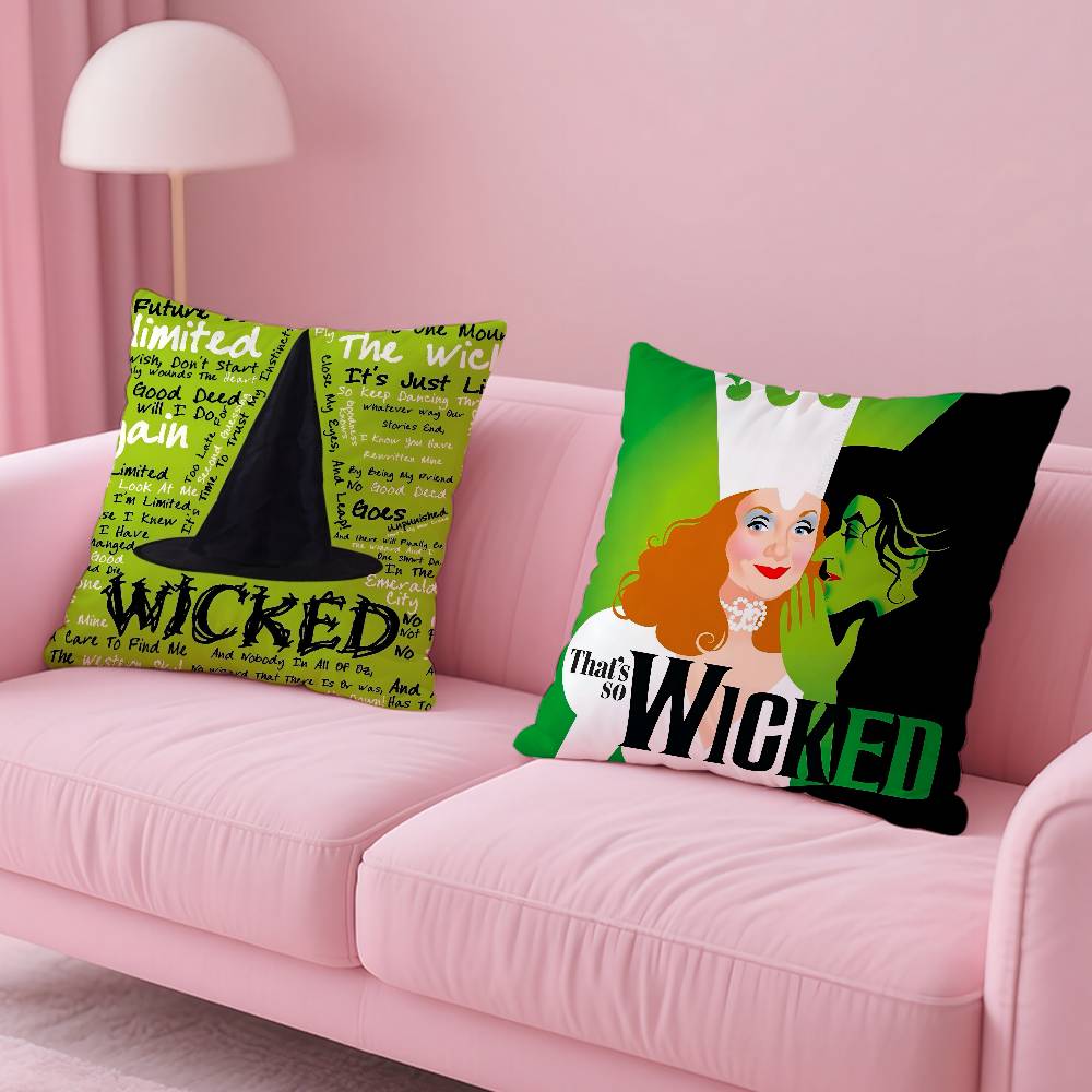 Vintage Movie W-Wicked Anime Pillow Case Anti-Dustmite Pillowcase Invisible Zipper Silky Short Plush Sofa Cushion Cover