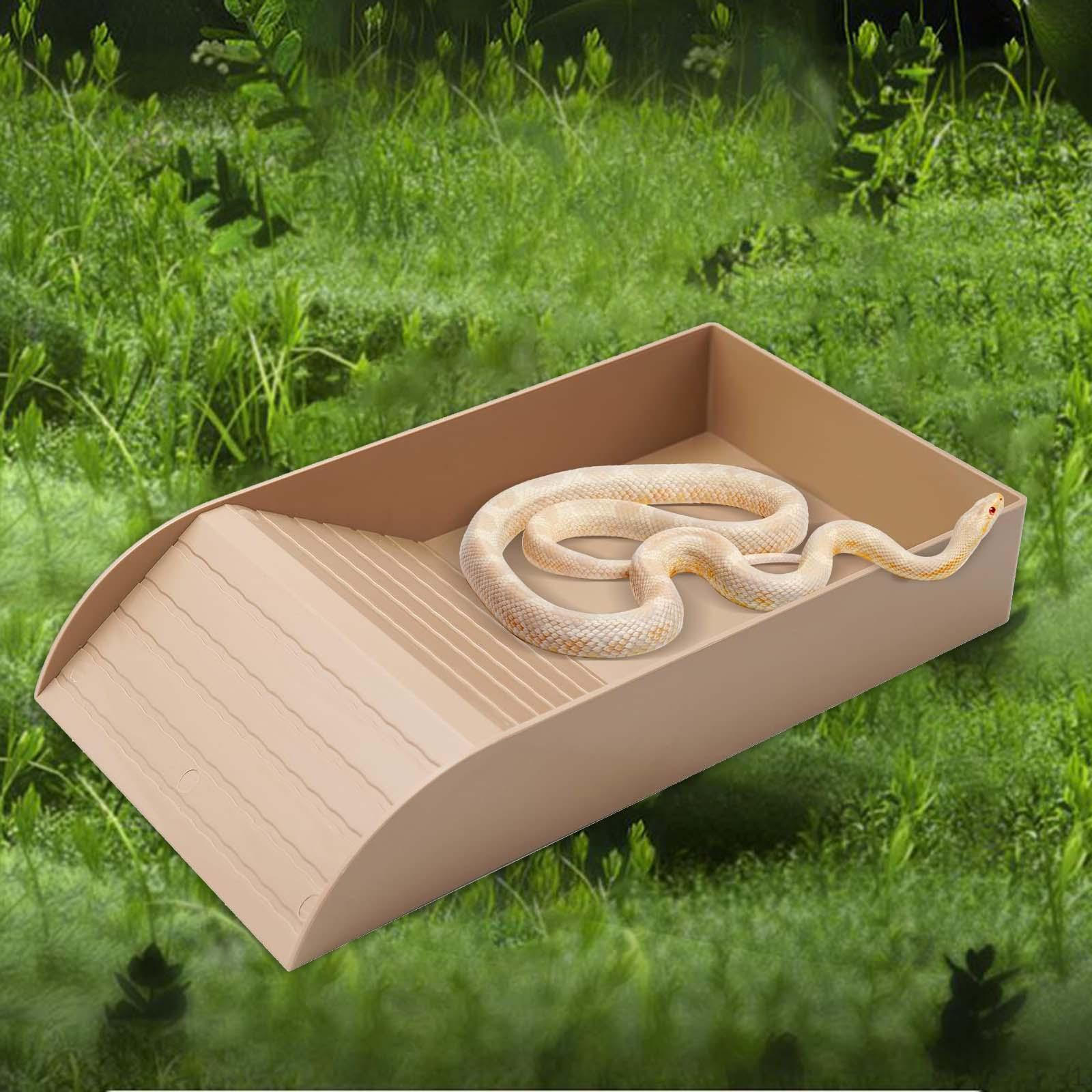 

Блюдо для воды для рептилий в среде обитания ящериц с кормушкой для черепах с пандусом для бородатого дракона Brown and S