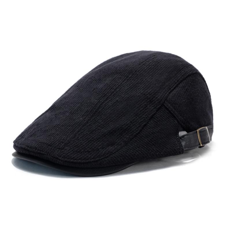 Autumn Winter Peaked Cap Men Vintage Corduroy Forward Cap Women's British Style Warm Beret Cap