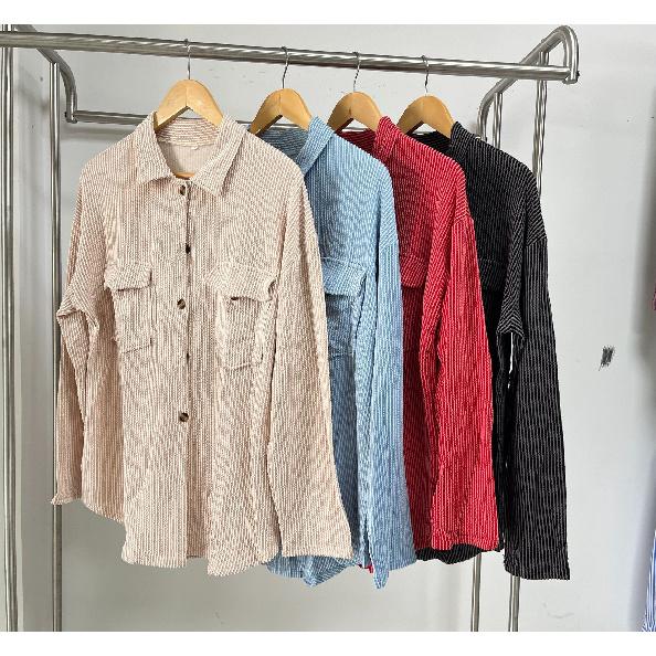 2024 Autumn/Winter New Solid Color Collar Button Pocket Long Sleeve Loose Coat For Women