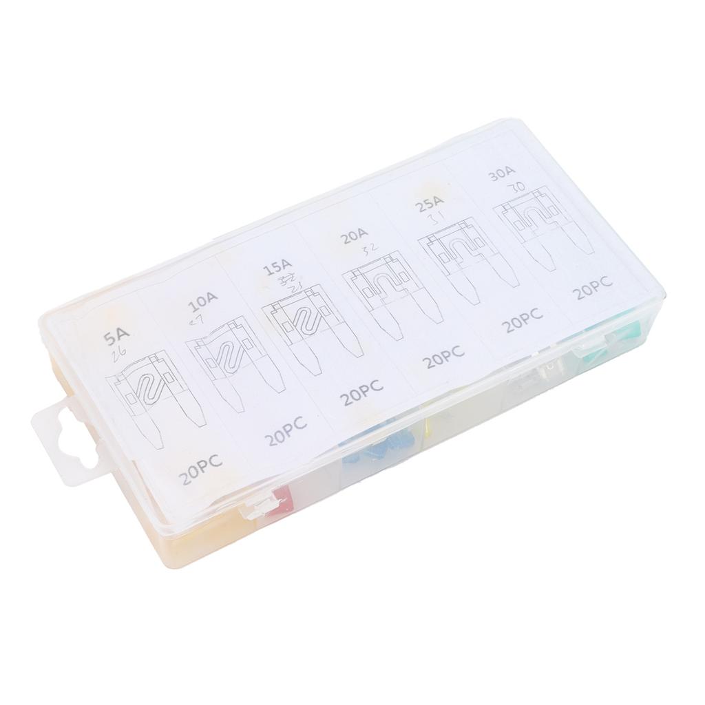120PCS Car Blade Fuse Set Mini Universal 5 10 15 20 25 30A for Motorcycle Vehicle