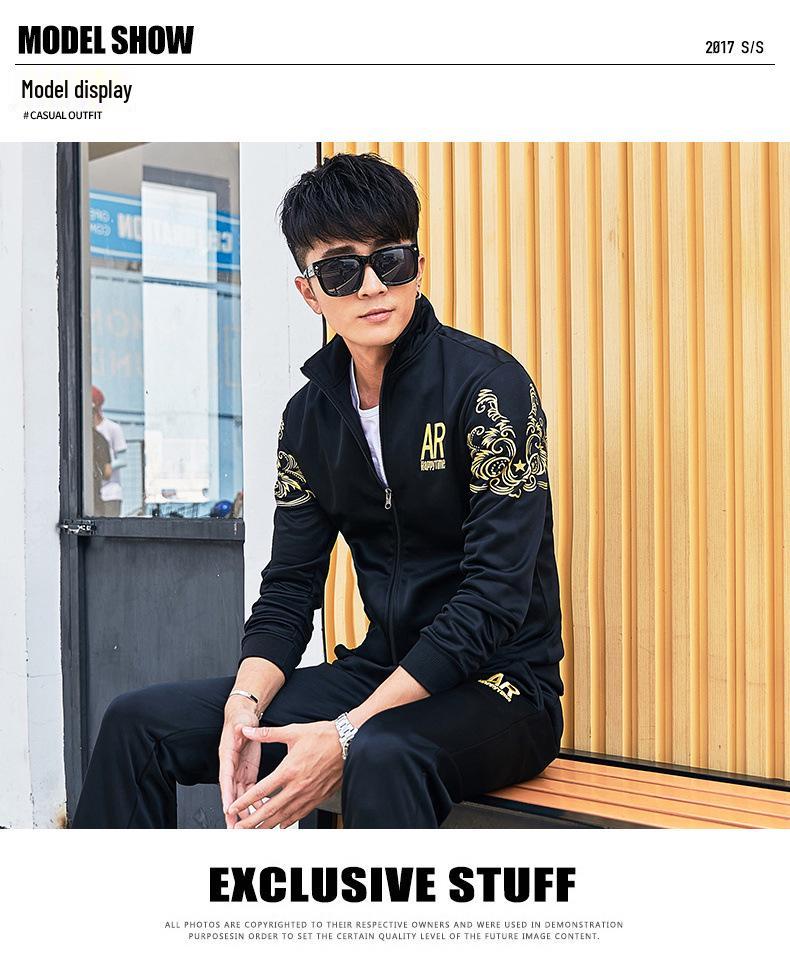 2025 Herren Slim Fit Koreanische Strickjacke: Frühlings-/Herbst-Freizeit-Sport-Sweatshirt-Set