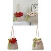 Knitted Rose Flower Bucket Bag With Drawstring Closure For Casual Daily Use