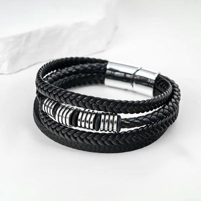 Unisex Beaded Multi-layer Leather Bracelet: Punk Hip Hop Luxe Wristband