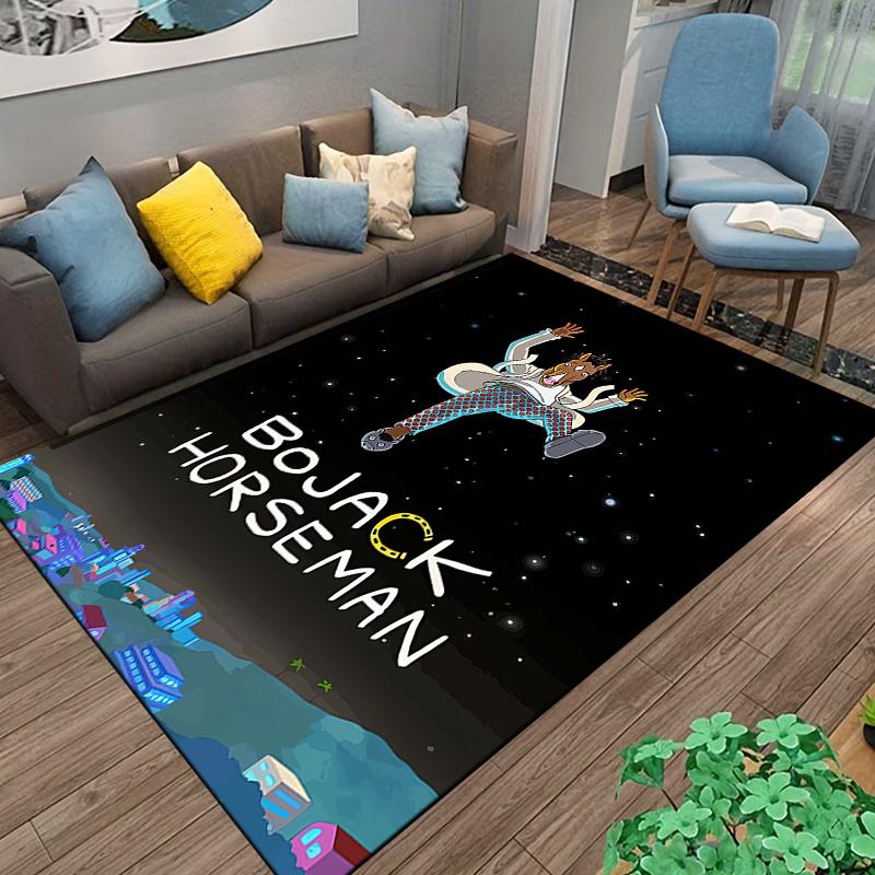 Durable Decorative Rug Bojack Horseman Jumping Space City Stars Cartoon Poster cute cartoon animated artwork non-slip area rug for lounge family room