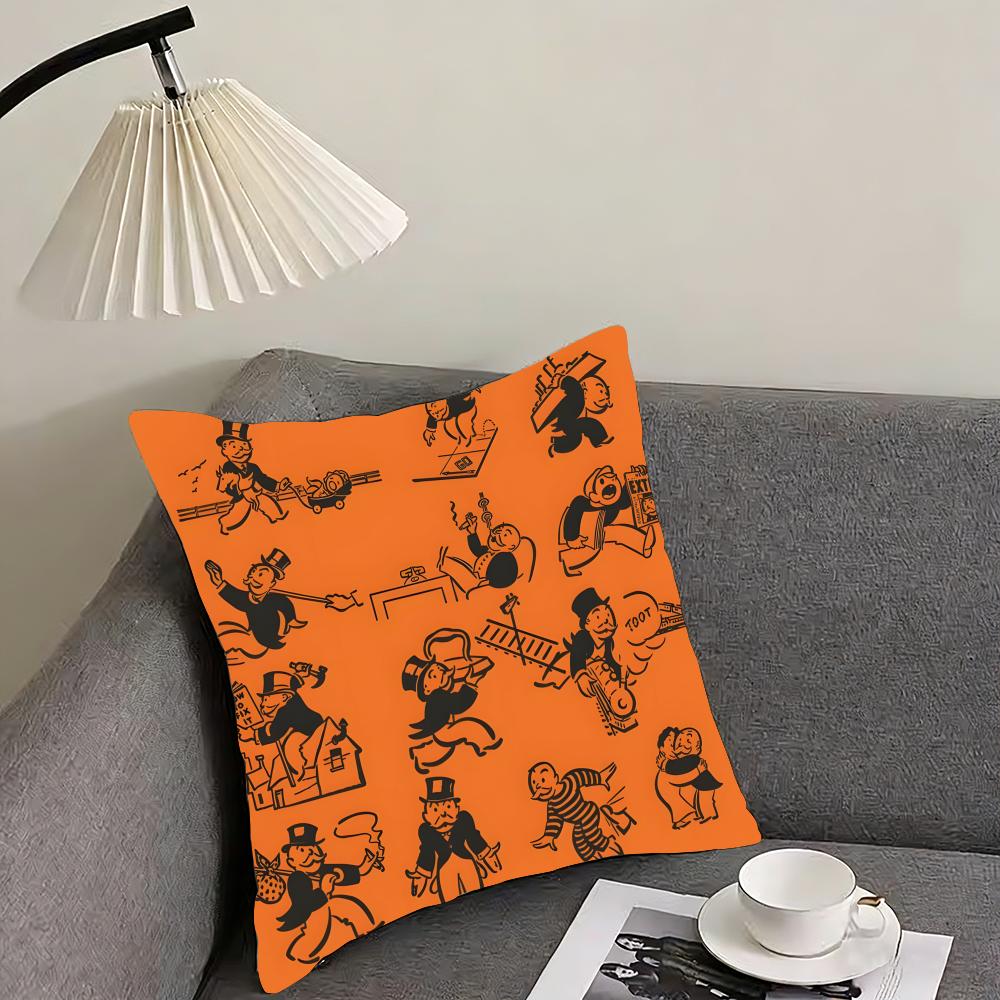 Monopoly Cushion Cover Reversible Plush Pillow Cover – For car, sofa, bedroom, perfect as a gift.