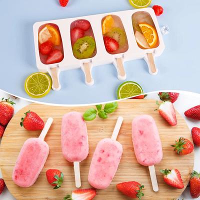 4 Gitter Silikon Eiscremeform Silikon Popsicle Mold DIY Fruchtsaft Eis Pop Cube Maker Tray Popsicle Mould Backzubehör