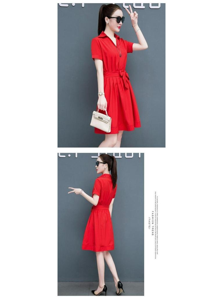 2024 Women's Summer Slimming Dress - Stylish, Belly-Concealing with Skirt Collar