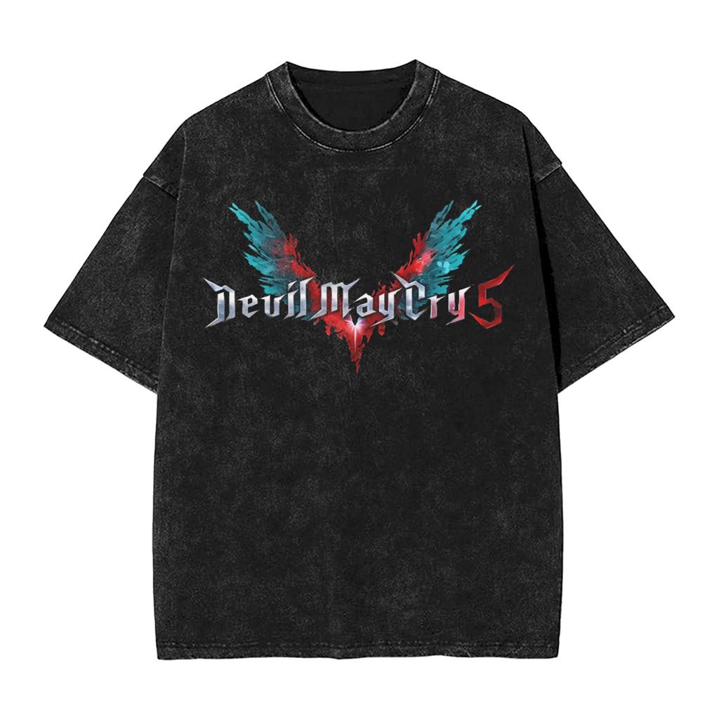 Devil May Cry Dante Manga Washed TShirt DMC Graphic Print TShirts for Men Women Clothing Cotton Oversized Short Sleeve Tees