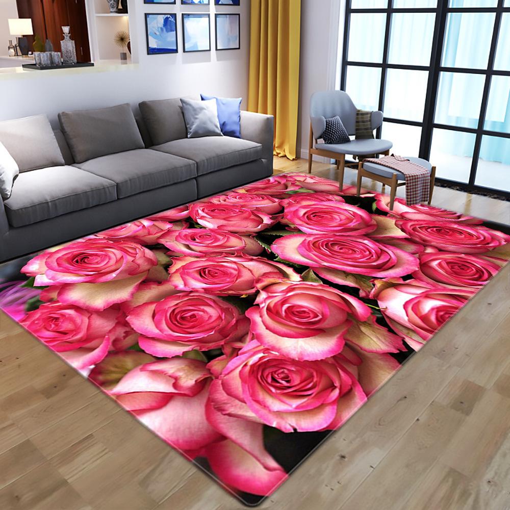 Cartoon Home Floor Mat Living Room Bedroom Carpet Rose Carpet Floor Mat