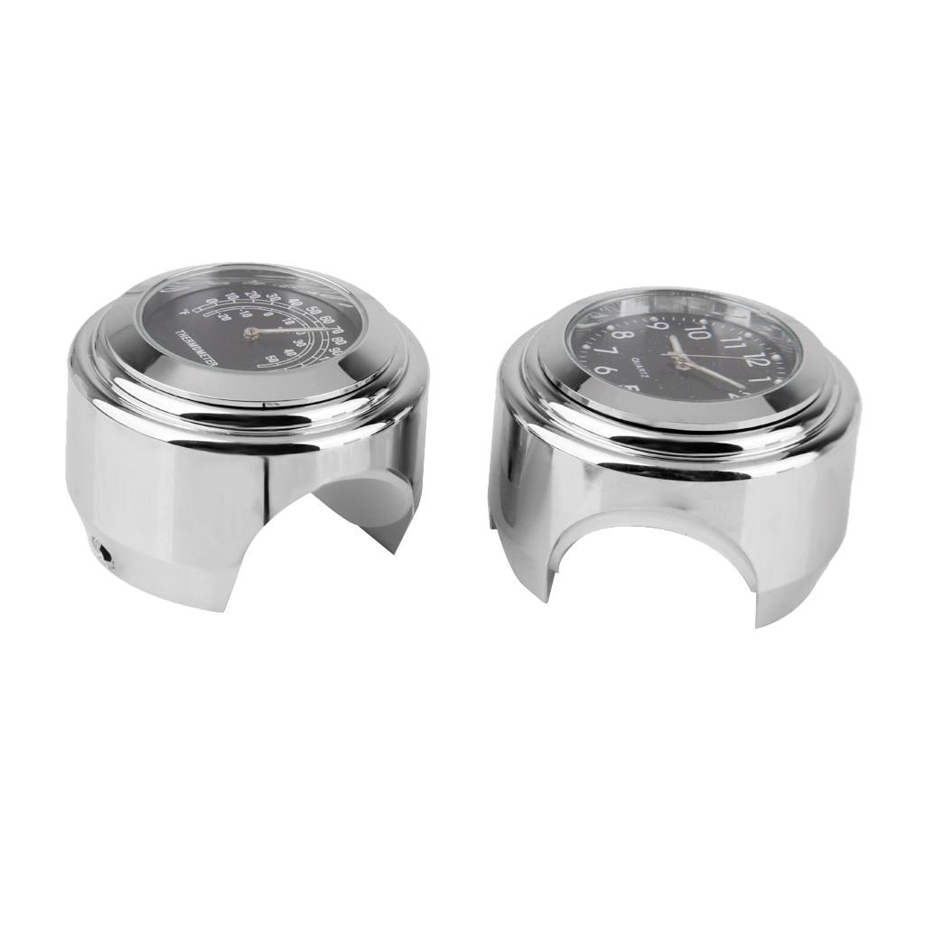 7/8' Motorfiets Stuurbevestiging Kwarts Klok Thermometer Motorfiets Horloge Waterdicht Moto Motorfiets Stuurbevestiging Wijzerplaat Klok