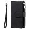 For iPhone 16 Pro Max Magnetic Leather Case Mobile Cover with Detachable Zipper Wallet Strap