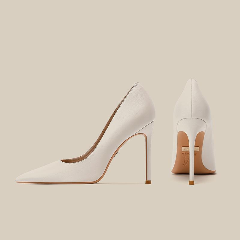 Soft leather high heels women`s thin