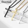 Atoztide Engrave Name Cross Pendant Necklace for Women Men Personalized Date Stainless Steel Jewelry Link Chain Birthday Gift