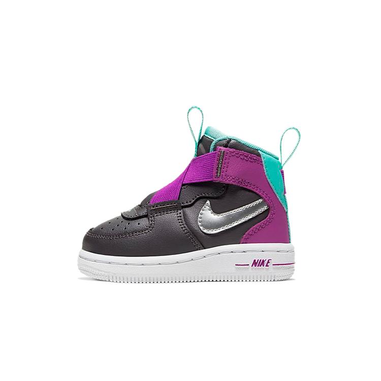 

Nike TD Force 1 Highness High top Skateboard Shoes Black Purple Infant And Toddler BQ3600-002 23.5