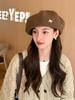Cloud large version beret hat women's autumn and winter literary and retro painter hat splicing dome showing face small pumpkin hat