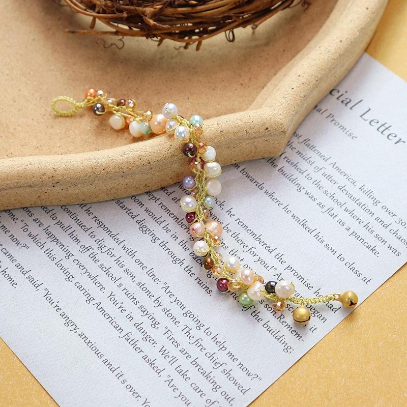 Original Design Small Fresh Color Natural Freshwater Pearl Bracelet Bohemian Summer Versatile Bracelet Women's Jewelry