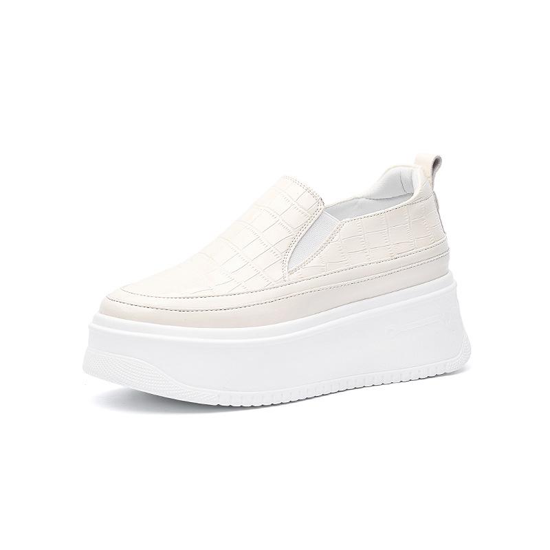 Scarpe basse in pelle primavera e autunno nuova moda suola spessa rialzanti Mori Lefu trend versatili a pedale unico casual scarpe singole