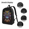 Dreamcatcher Owl Backpack Student BookBag School Bag Computer Shoulder Bags 3ps Insulated Lunch Bag Pencil Case