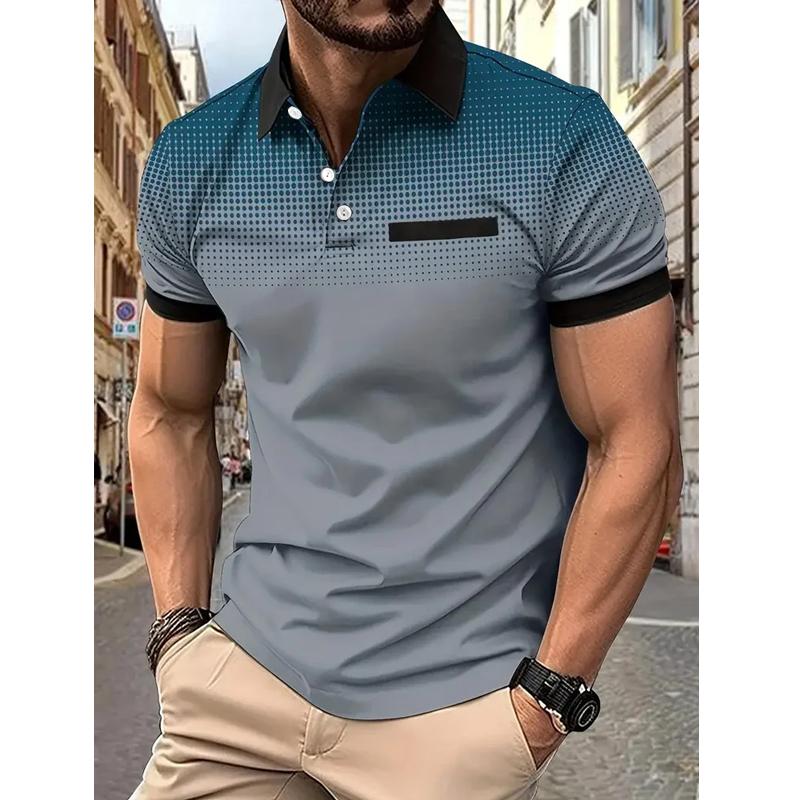 New Summer Men Clothes Short Sleeve Fashion Slim Fit 100% Polyester Polo Shirt Men Business Casual Lapel Golf Polo Shirt