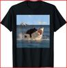 Katze beißt Hai Humorvoll Spielerisch Lustige Katze und Hai schwarzes T-Shirt S-5XL