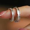 Jian Jia Sha & Bai Lu Pure Silver Couple Rings: Light Luxury Gift for Girlfriend, Perfect for Birthday or Confession.