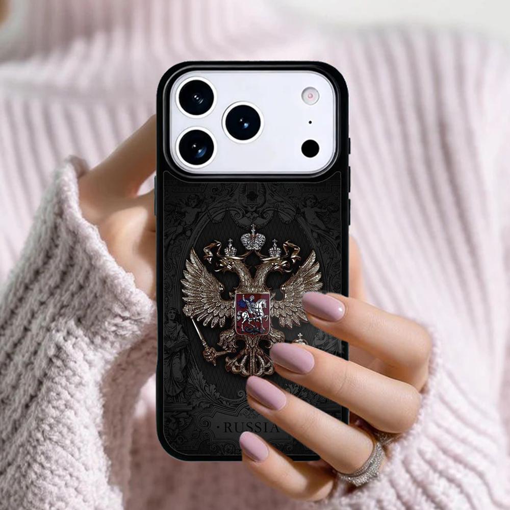 Russian Coat of Arms Phone Case For Apple iPhone 17 Air 16E 15 14 Plus 13 12 11 Pro Max Mini Funda Cover
