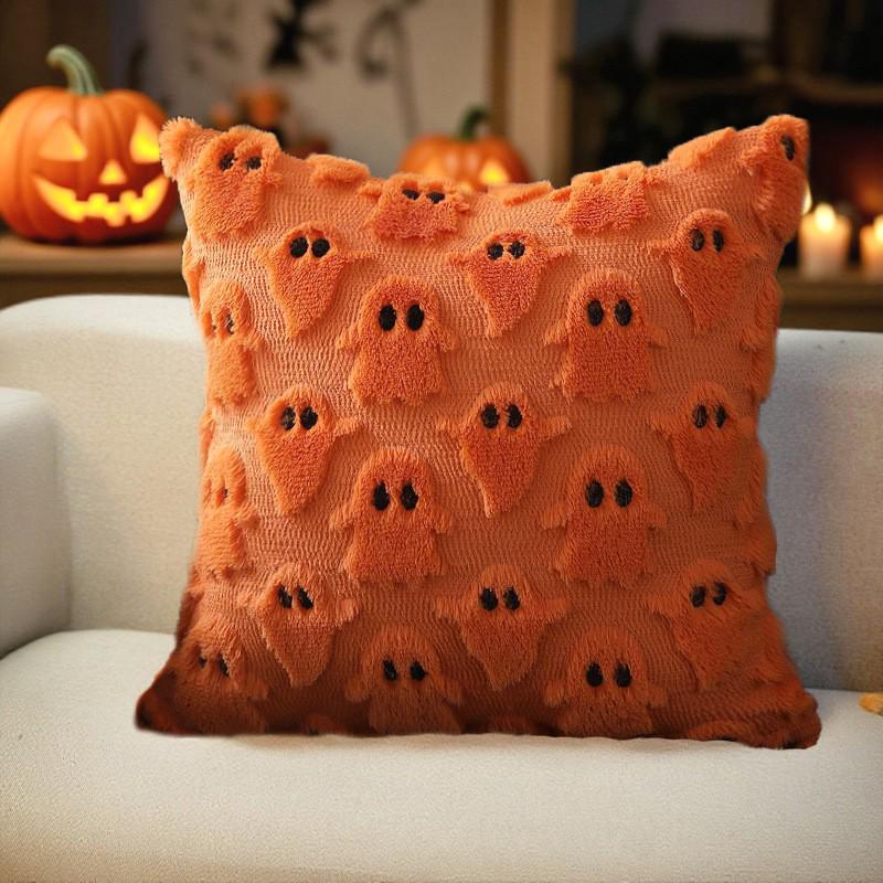 Christmas Tree Fleece Cushion Cover with Star Embroidery - Holiday Sofa Decoration Pillow Cover