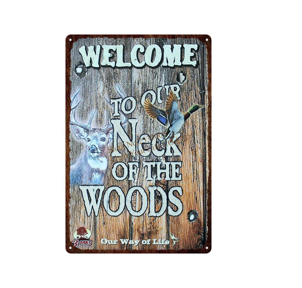 Hunting Fishing Wolf Cave Metal Painting Retro Signs Wall Bar Garage Home Art Decor Cuadros Wall Sticker XCM Poster Sign